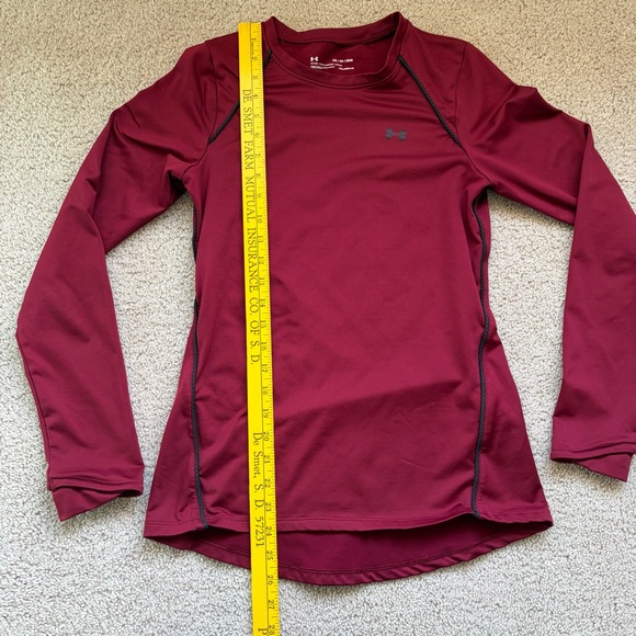 Under Armour Cold Gear Fitted Long Sleeve Shirt Womens XS Maroon - Picture 5 of 6